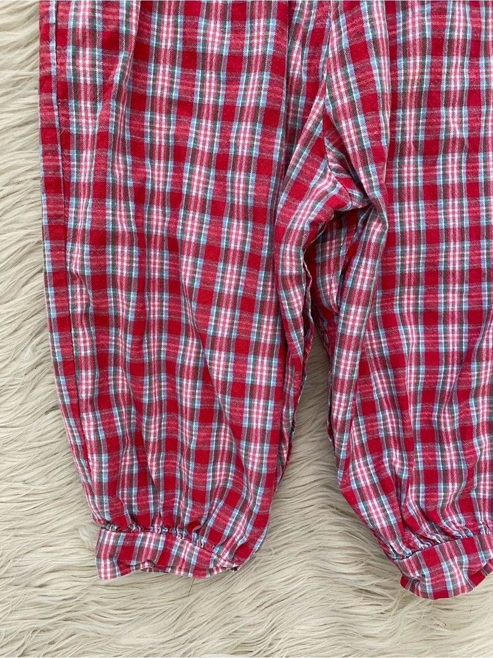 Vintage Oshkosh B’gosh 90s Red Blue Plaid One Piece Overalls Jumpsuit 24 Months